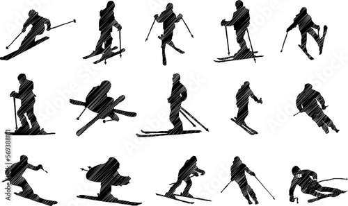 Vector sketch illustration of a professional skier sliding on an iceberg