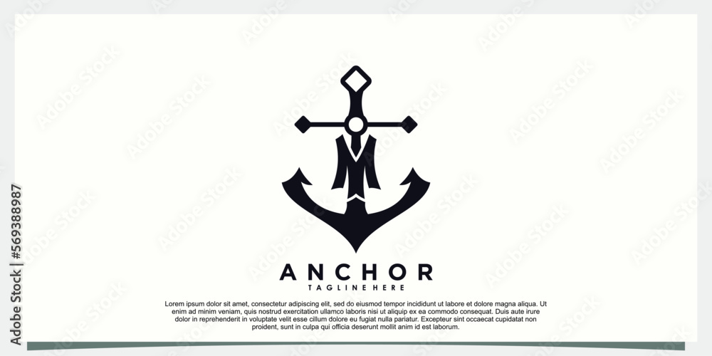 Naklejka premium anchor marine logo design with letter m modern concept