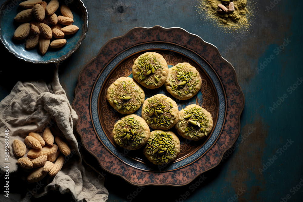 Turkish pastries. Semolina maamoul or mamoul cookies made traditionally