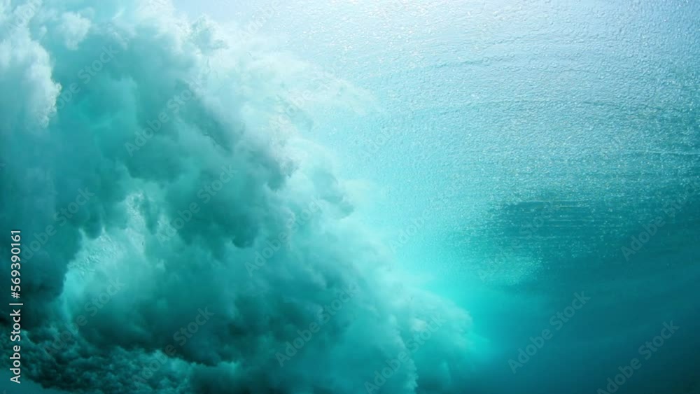 Slow Motion Shot Of Cloudy Waves Seen From Ocean Floor - Thulusdhoo, Maldives