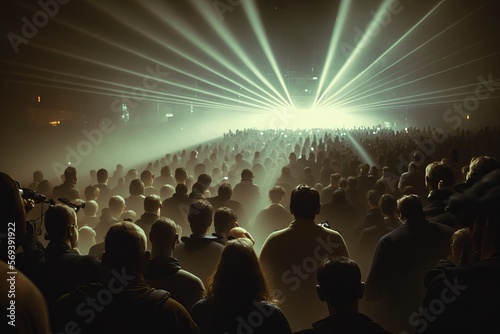 Join the Excitement: Crowds Enjoy Laser Light Show Concert - Generative AI