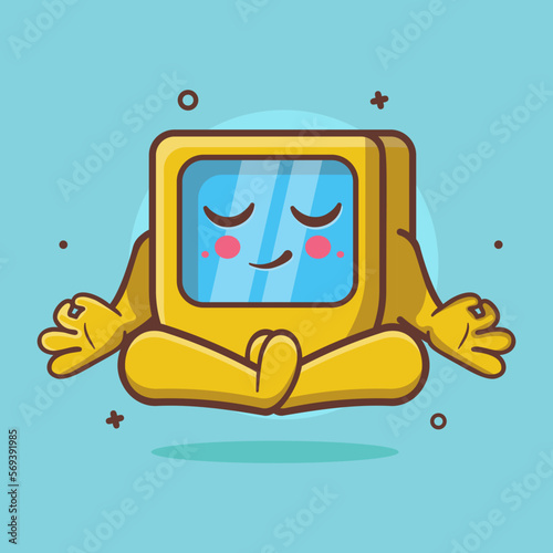 calm oximeter character mascot with yoga meditation pose isolated cartoon in flat style design