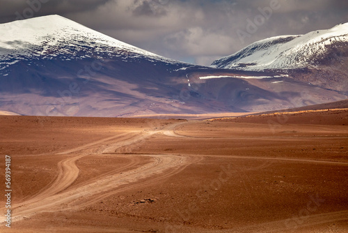 Volcanic landscape in Bolivia altiplano near Chilean atacama border, South America photo