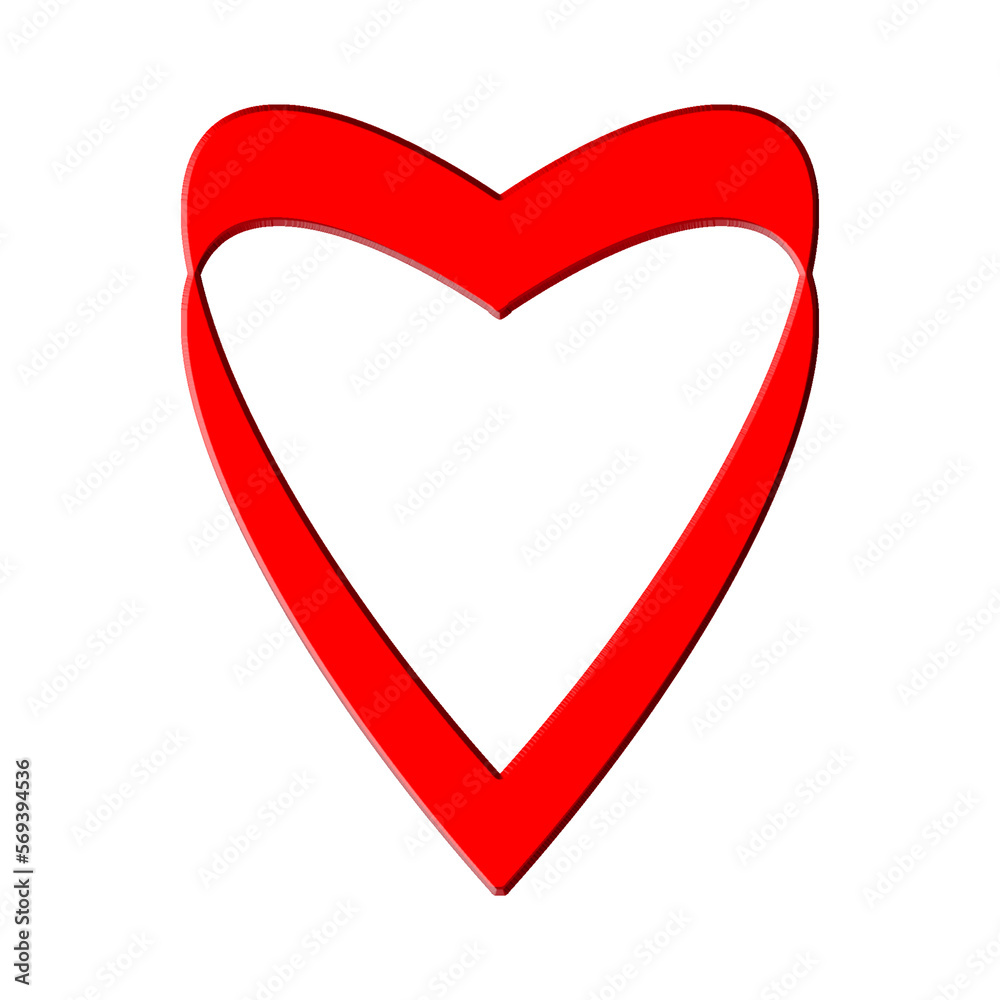 3D red heart isolated on white background.