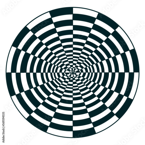 3D illustrious psychedelic circle optical illusion. Hypnotic surreal on abstract background.