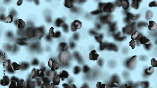 black shiny hearts on a blue background (ID: 569394707)