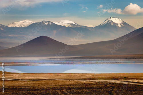 Volcanic landscape in Bolivia altiplano near Chilean atacama border  South America