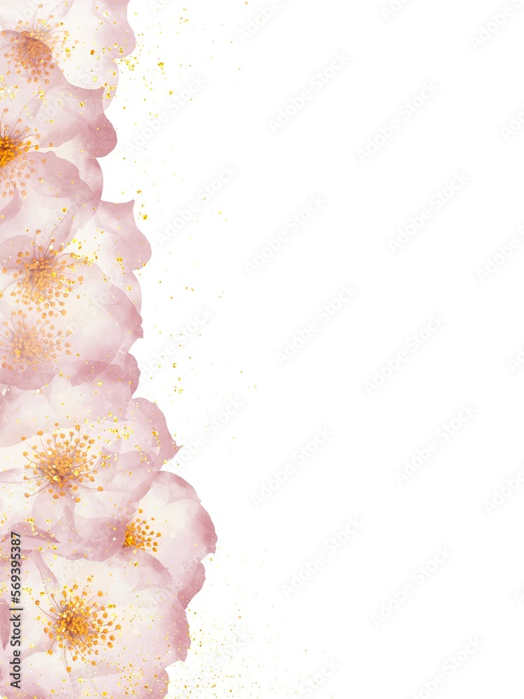 サイドにピンクの薔薇をあしらった縦型フレーム背景イラスト サイドにピンクの薔薇をあしらった縦型フレーム背景イラスト