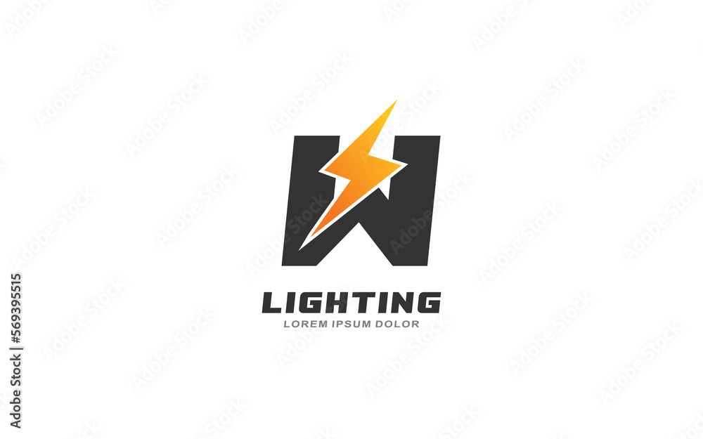 W Logo with lightning letter concept for template W Logo with lightning letter concept for template