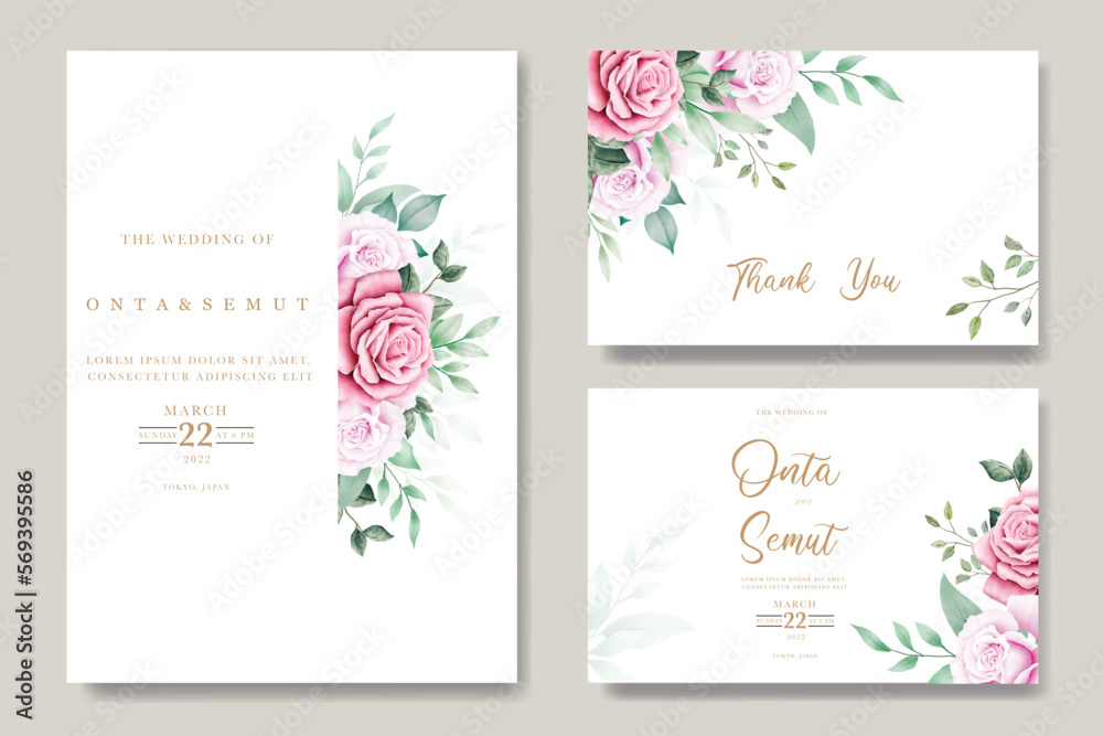beautiful rose wedding invitation card template