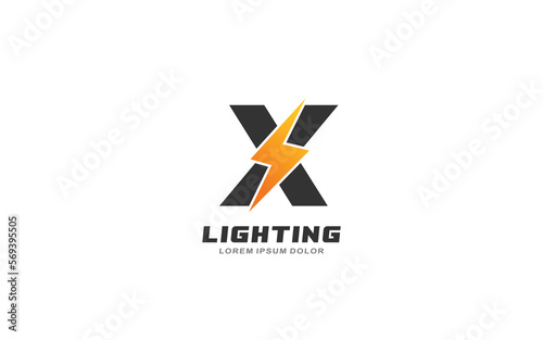X Logo with lightning letter concept for template