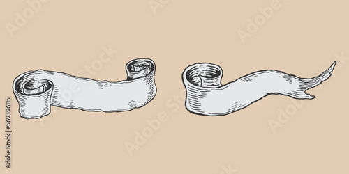Vintage hand drawn ribbon banner illustration. Banner for logo elements