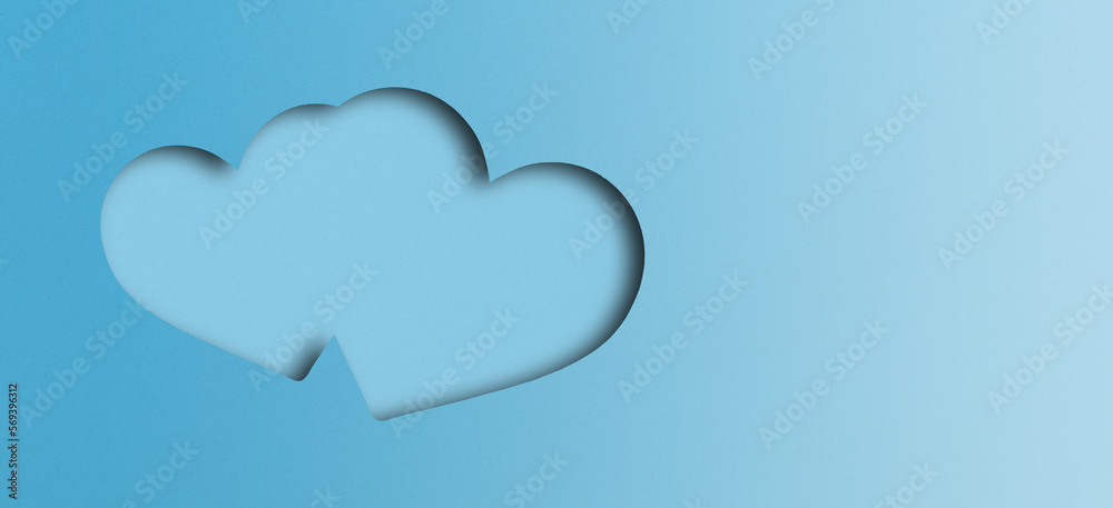 light blue paper Cut into a heart shape, Valentine's Day festival