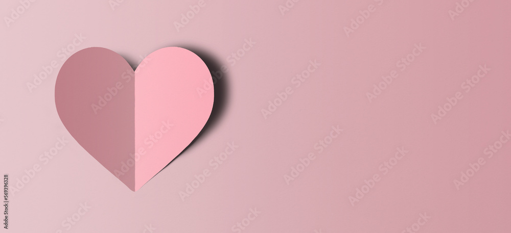 Pink paper cut heart shape Valentine's Day festival