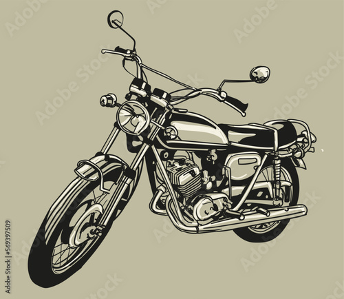 hand drawn motorcycle classic vector illustration clip art, vintage art collection