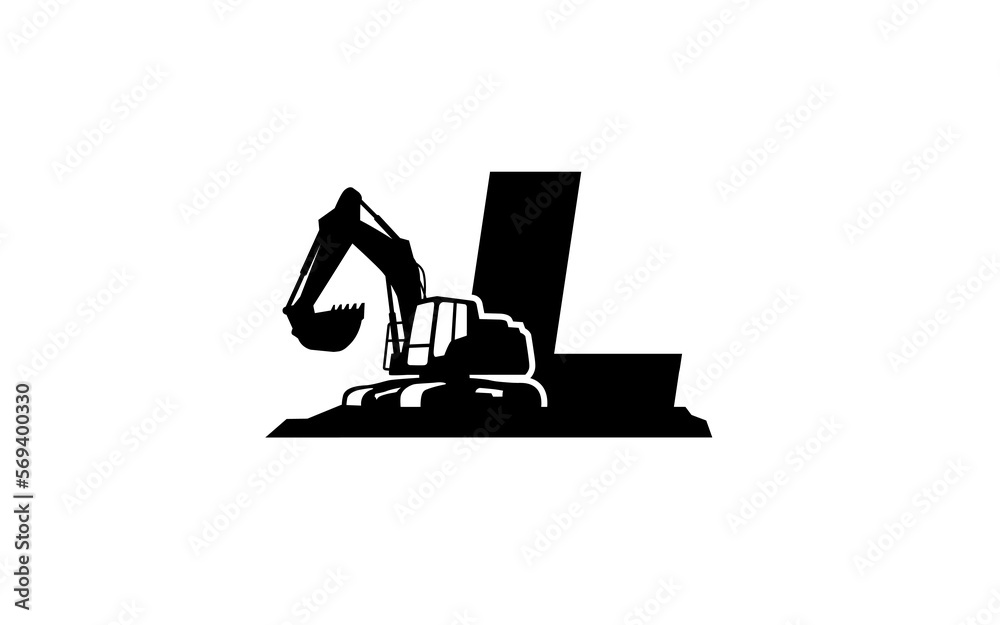 L Logo with excavator letter concept for template L Logo with excavator letter concept for template