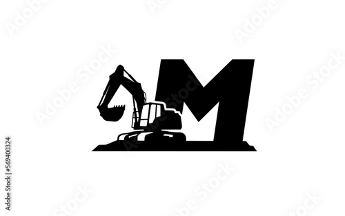M Logo with excavator letter concept for template 