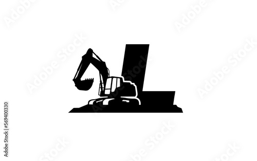 L Logo with excavator letter concept for template 
