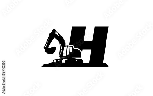 H Logo with excavator letter concept for template 