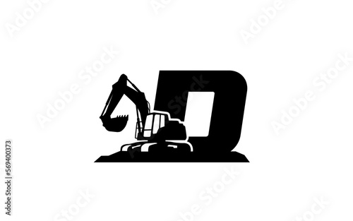 D Logo with excavator letter concept for template 