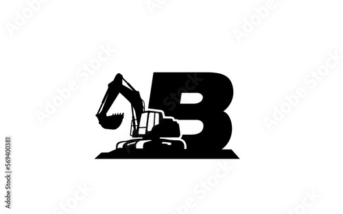 B Logo with excavator letter concept for template 