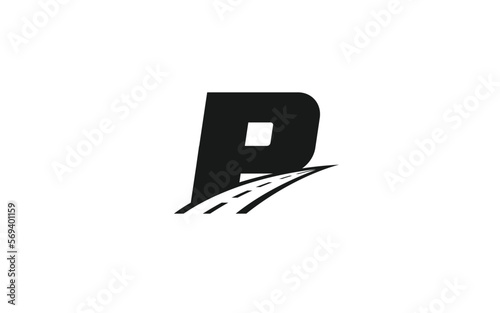 P Logo letter with ROAD concept for template 