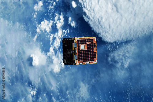 Fototapeta Naklejka Na Ścianę i Meble -  Space satellite above the earth in space. Elements of this image furnished by NASA