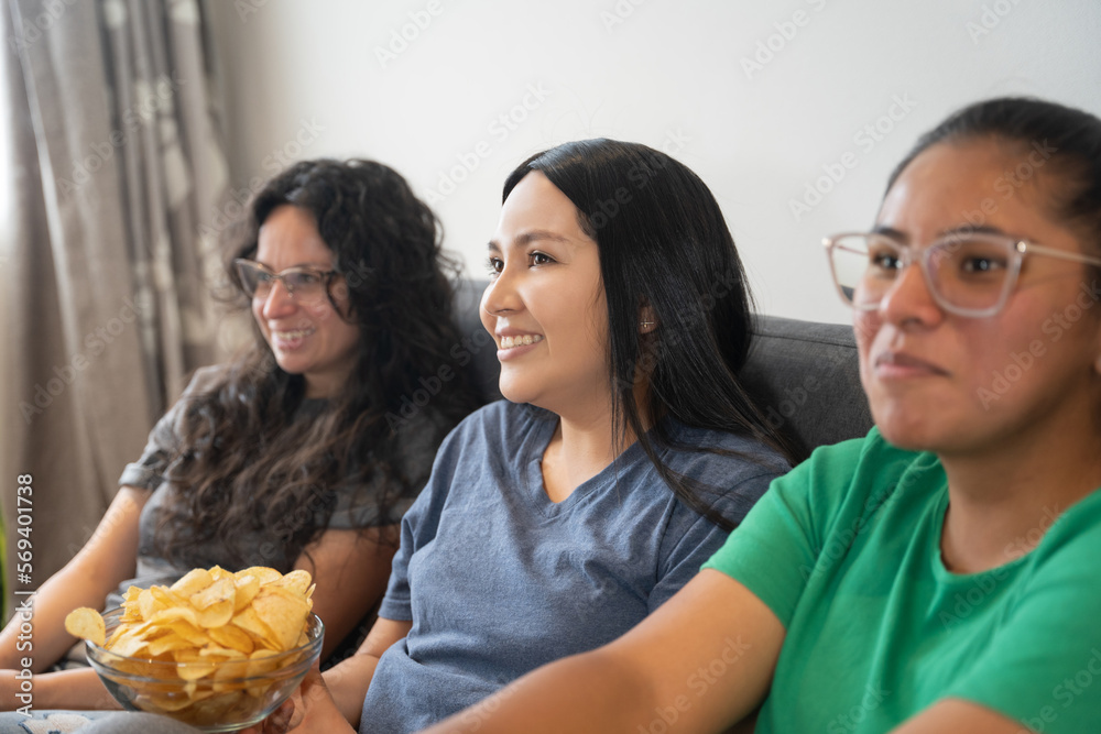 Womens watching rugby on tv