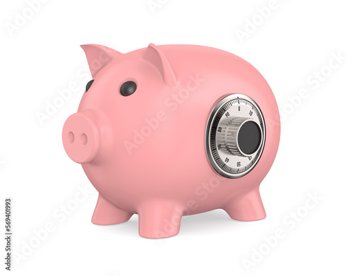 Pink piggy bank on white background. Isolated 3D illustration