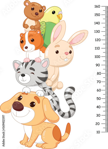 Cartoon animals with meter wall