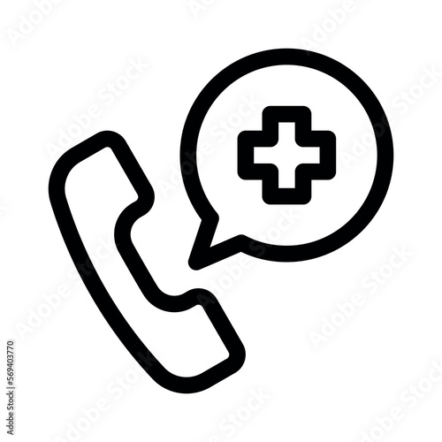 Call Center icon on white background. Medical Icons. Linear style sign for mobile concept and web design. Vector Illustration