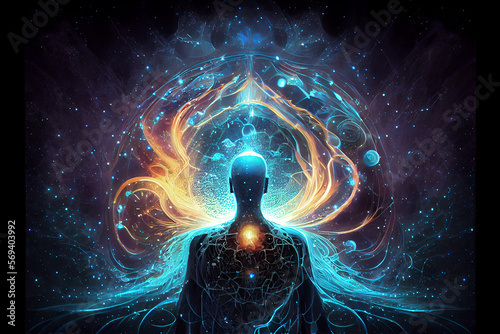 The Source of Consciousness, energy of the universe, life force, prana, the mind of God and spirituality. Generative AI