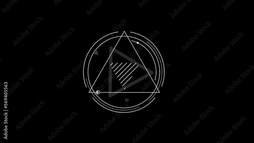 Animated HUD infographic element with triangles and circles.