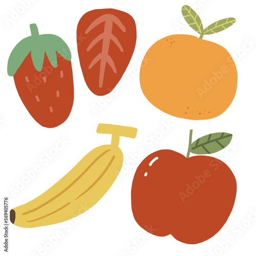 Cute simple fruit illustration element set