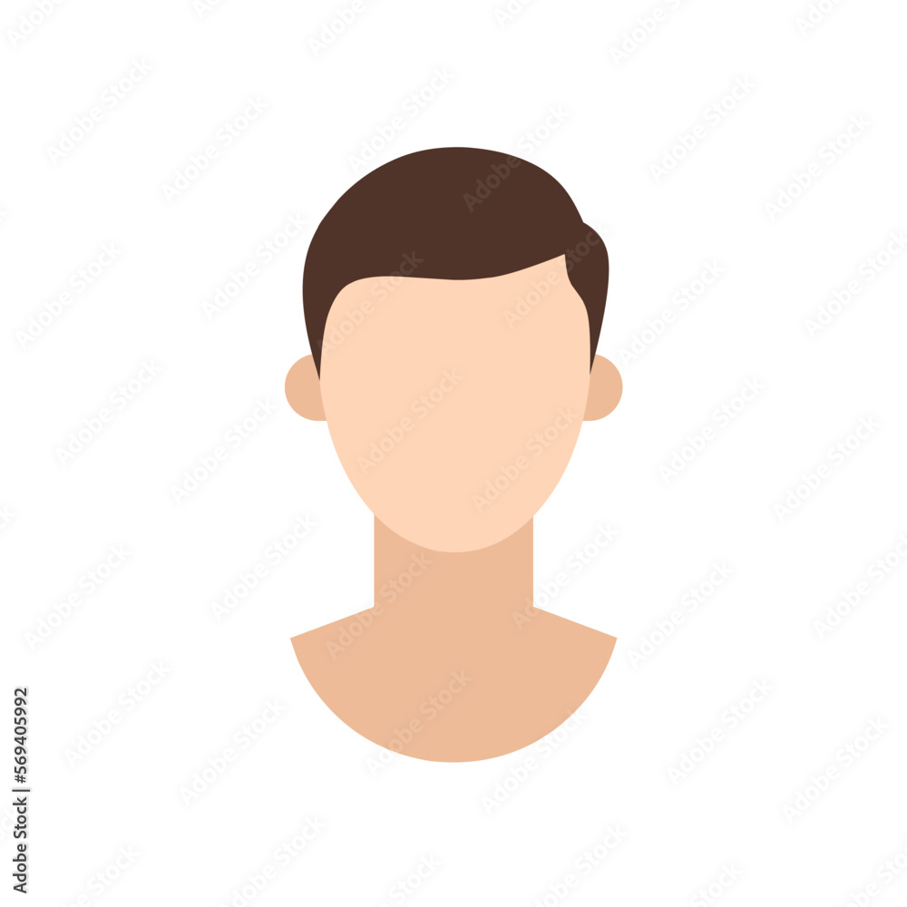 faceless man head vector flat illustration isolated on white background