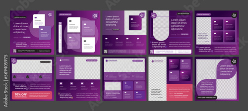 A Bundle of 10 StarterPack in Purple Gradient for Quicker Promotion Needs - Modern lights designs for Social Media Story	
