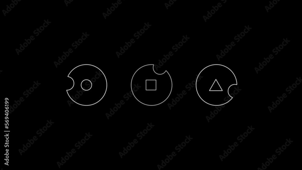 Animated HUD infographic element group of geometric shapes.