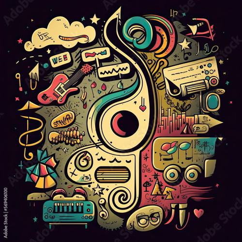 doodles music  art  vector illustration  Made by AI Artificial intelligence
