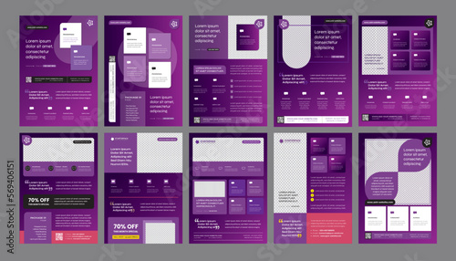 A Bundle of 10 StarterPack in Purple Gradient for Quicker Promotion Needs - Modern lights designs for Flyer