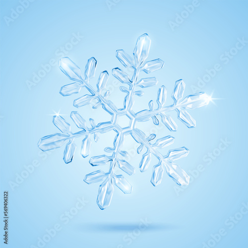 3D transparent snowflake element