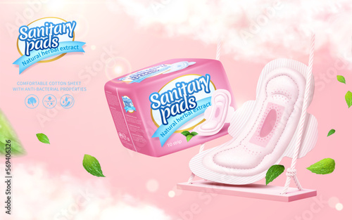 3D natural sanitary pad poster ad photo