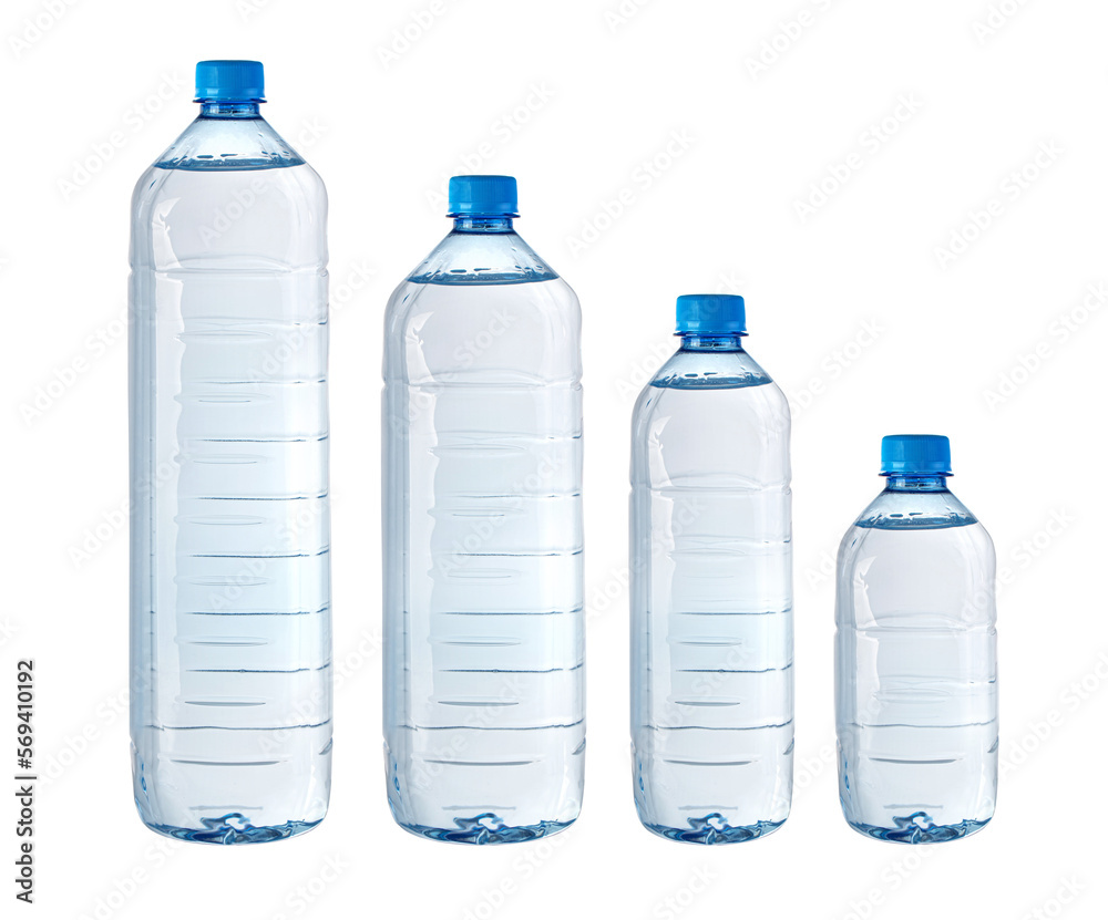 set of water bottles isolated set of water bottles isolated