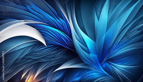 Swirling blue abstract background with 3d waves. Generative AI