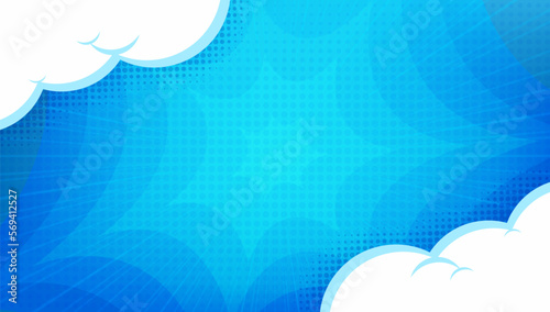 Vector comic blue background with cloud