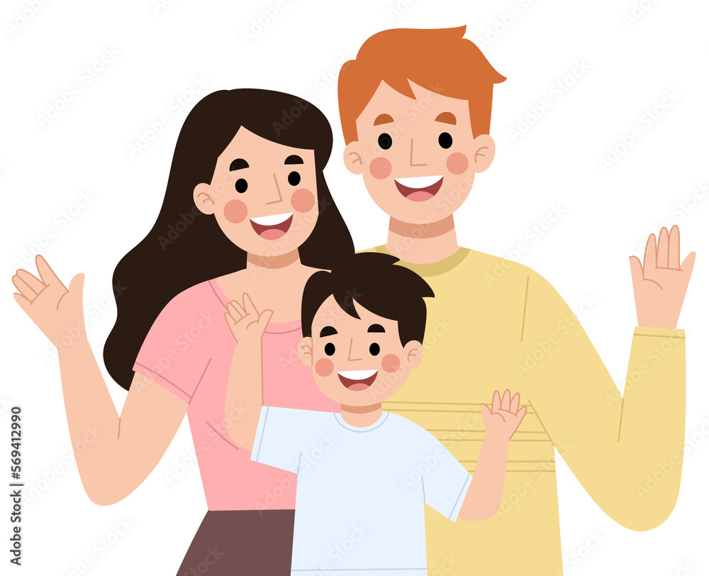 Illustration of portrait of a happy family Illustration of portrait of a happy family