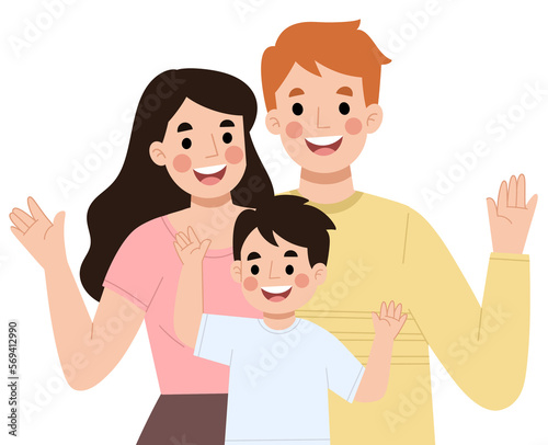 Illustration of portrait of a happy family