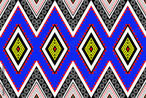 Wallpaper Mural Ethnic Geometric oriental traditional with triangles and elements seamless pattern. designed for background, wallpaper, clothing, wrapping, fabric, Batik, decorating, embroidery  Torontodigital.ca