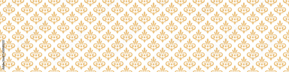 Seamless gold ornament on a white background. Illustration for backgrounds, banners, advertising and creative design