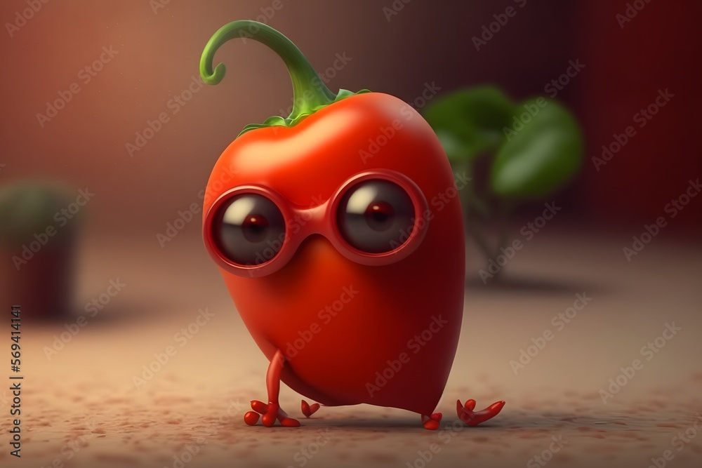 cute red chillies character created using AI Generative Technology