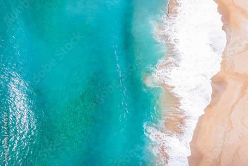 A sea waves and beach aerial view, natural background.
